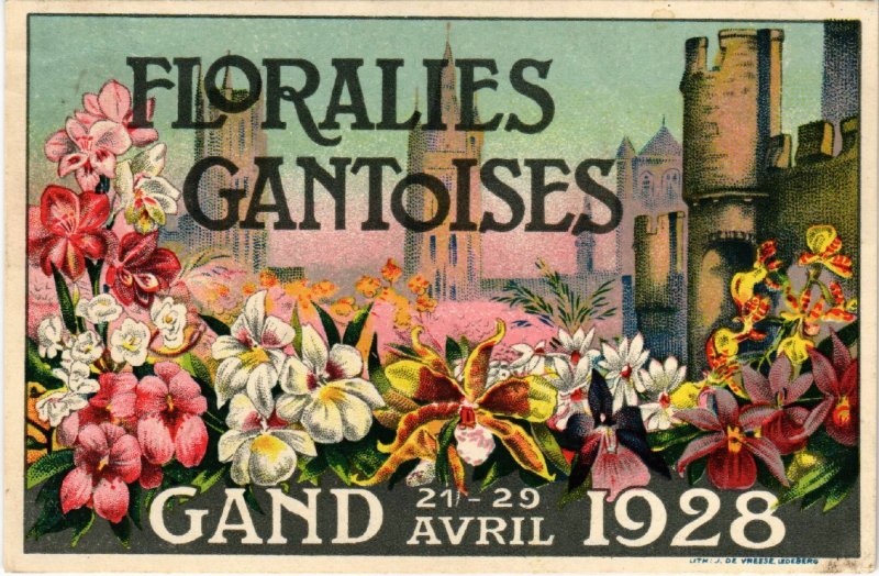 PC CPA ADVERTISING, FLORALIES GANTOISES, VINTAGE POSTCARD (b9835)