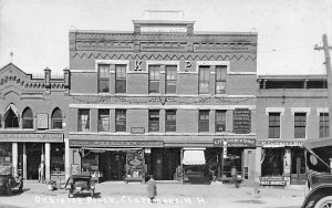 Clermont NH Dickson Block Drug Store Barber Shop Glen Wood Heaters RPPC