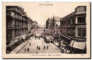 Old Postcard Lyon Place des Cordeliers Palace of the Grand Bazaar Stock Excha...