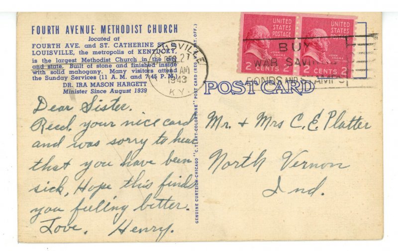 KY - Louisville. Fourth Avenue Methodist Church, Pastor Ira Mason Hargett