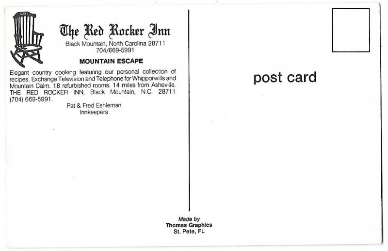 The Red Rocker Inn 18 Rooms Elegant Country Cookin Black Mountain North Carolina