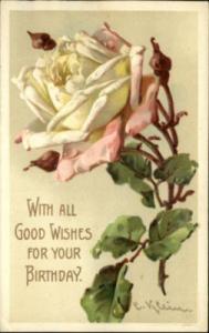 C KLEIN Roses c1910 Embossed Postcard