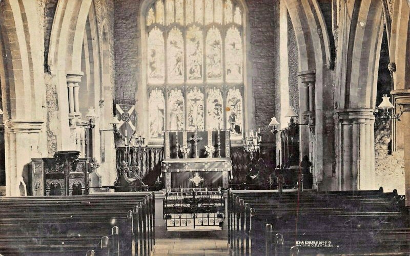 BARNWELL NORTHAMPTONSHIRE ENGLAND~INTERIOR OF CHURCH~1900s REAL PHOTO POSTCARD