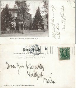 MOORESTOWN N.J. PUBLIC HIGH SCHOOL 1905 ANTIQUE POSTCARD