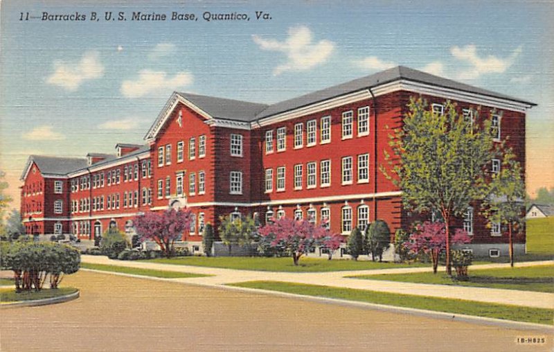Military Camps Post Card Barracks B, US Marine Base Quantico, Virginia, USA U...