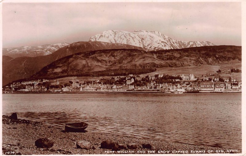 Fort William and the Snow Capped Summit of Ben Nevis, Scotland, Postcard, Unused