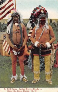 Native American Indian Braves Ready for Grass Dance Vintage Postcard AA41585