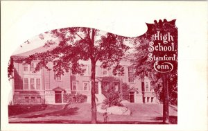 View of High School, Stamford CT Undivided Back Vintage Postcard P45