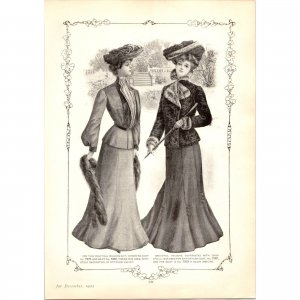 1903 Edwardian Era Ladies Fashion Original Vintage Paper Print