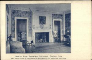 Windsor CT Ellsworth Home Drawing Room c1930 Postcard