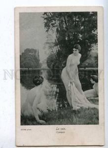 203557 NUDE Witch NYMPH Forest Lake by AUBLET Vintage postcard