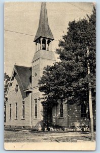 1912 Methodical Episcopal Church Building Bell Tower Zionsville Indiana Postcard