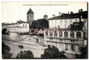 Saint Gaudens Old Postcard Boulevard du Midi and stairs of the city (Grand Ca...