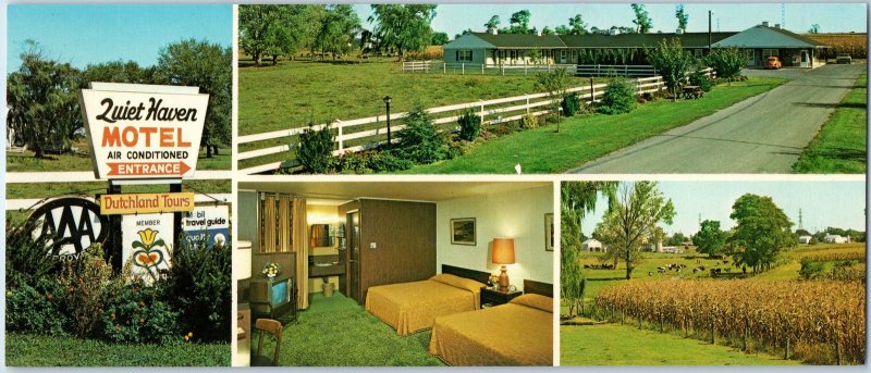 c1970s Ronks, Penna Quiet Haven Motel Amish Country Map Oversized Postcard PA 3S