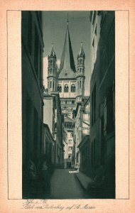 Vintage Postcard 1910's View from the Rottenburg to St. Martin Church Germany