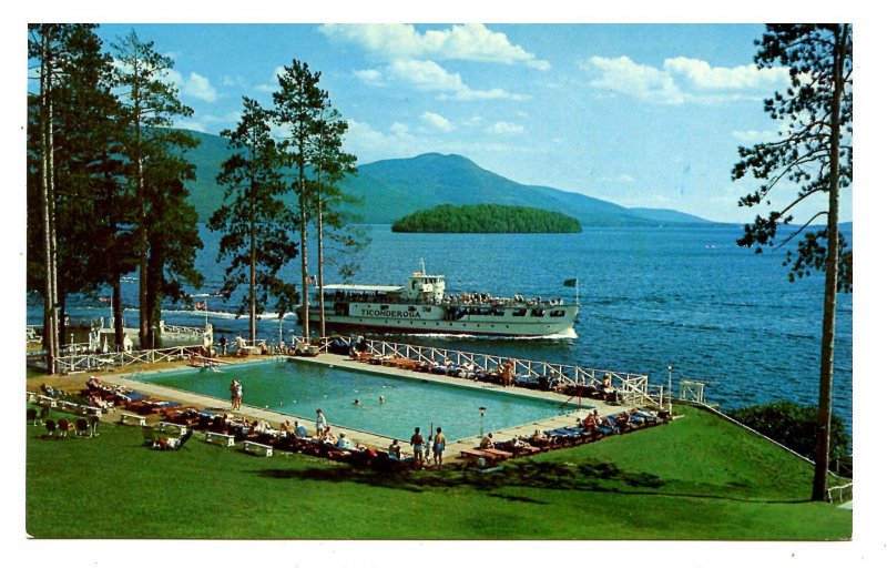 NY - Lake George. View South of Sagamore Hotel on Green Island