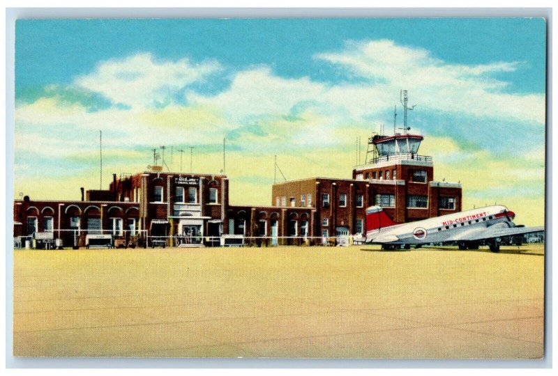 Omaha Nebraska Postcard Municipal Airport US Weather Bureau Airplane View c1940