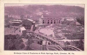 Chester West Virginia Rock Springs Park, Birdseye View, Divided Back PC U7883