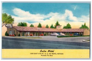 Reno Nevada NV Postcard Sutro Motel Building Exterior Classic Cars c1940 Antique