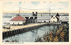 Belfast Maine ESS Wharf Birdseye View Antique Postcard K78734