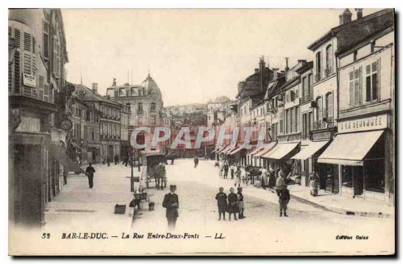 Old Postcard Bar le Duc Street Between Two Bridges