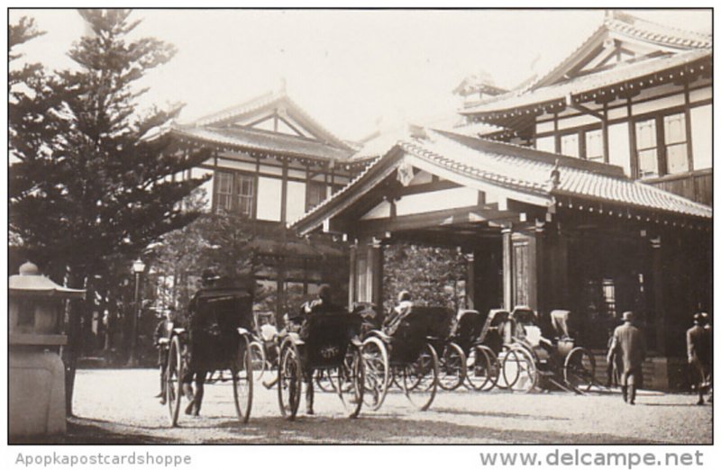 Japan Rickshaws At A Temple Real Photo