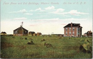 Western Canada Farm House & Out Buildings CPR Line UNUSED Merrill Postcard F71
