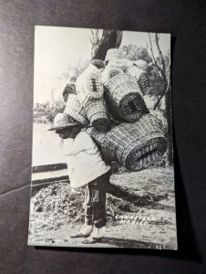 Mint Mexico PPC Postcard Mexican Worker Carrying Baskets on Back by River