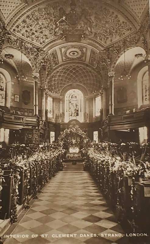 RPPC Interior of St Clement Danes, Strand, London, Raphael Tuck