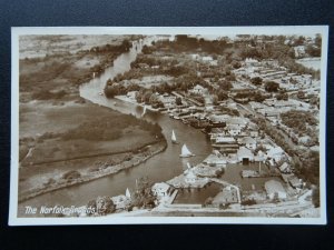 Norfolk Aerial Views THE NORFOLK BROADS 6343 Old RP Postcard by Aerofilms Ltd