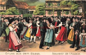 Germany, Greetings from Alsace, Dancing, Embossed