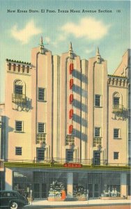 El Paso Texas Sandoval Tichnor Department Store 1940s Kress Postcard 21-10554