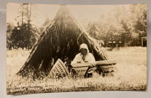 40s Washoe Basket Maker Woman Carson Indian Agency Stewart NV RPPC Postcard