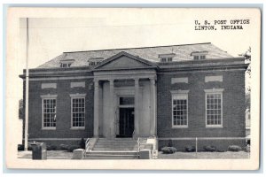 c1940's US Post Office Exterior Roadside Linton Indiana IN Unposted Postcard