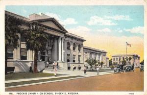 Phoenix Arizona Union High School Street View Antique Postcard K90777