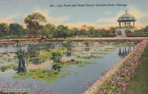 Illinois Chicago Garfield Park Lily Pond and Band Stand Curteich