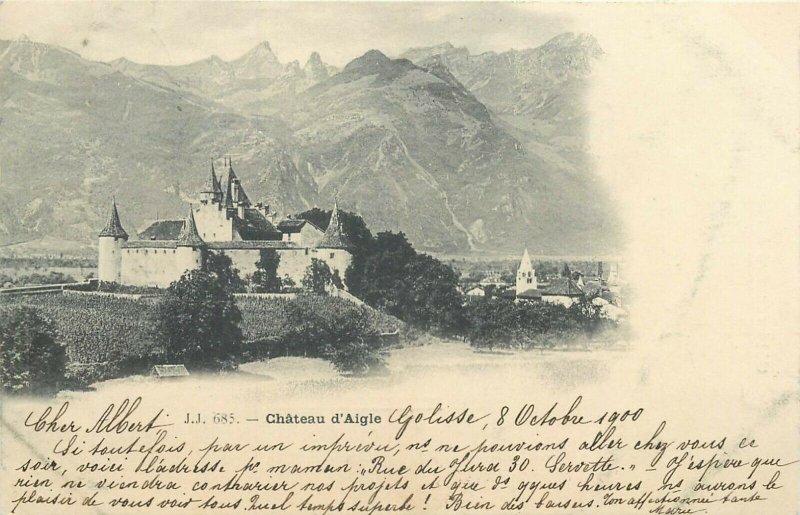 Suisse Chateau d`Aigle corespondence Golisse - Sentier 1900 timbre cote rare