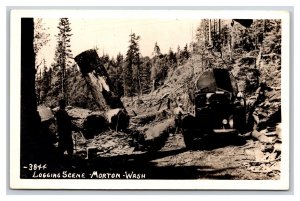 RPPC Logging Scene Morton Washington WA Ellis Photo 3844 Postcard R23