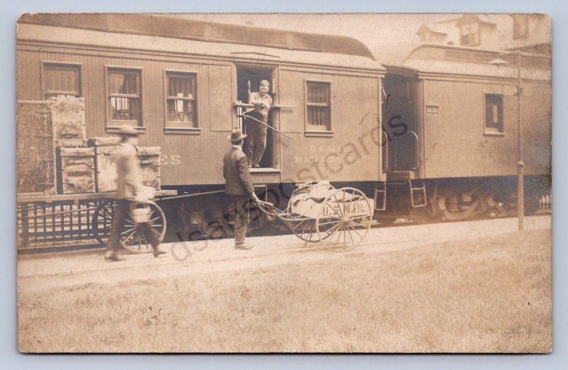 J99/ Columbiana Ohio RPPC Postcard c1910 Railroad Depot U.S. Mail  383