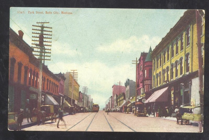 BUTTE CITY MONTANA DOWNTOWN ELK STREET SCENE VINTAGE POSTCARD 1908