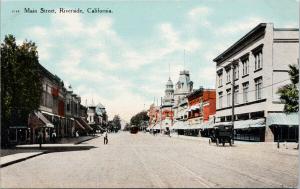 Main Street Riverside CA California UNUSED Benham Postcard D90