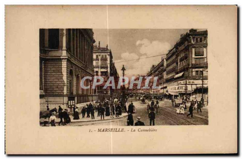 Old Postcard Marseille The Cannebiere