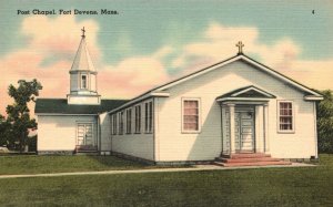 Vintage Postcard 1930s Post Chapel Fort Devens Massachusetts MA Pub Post Xchange