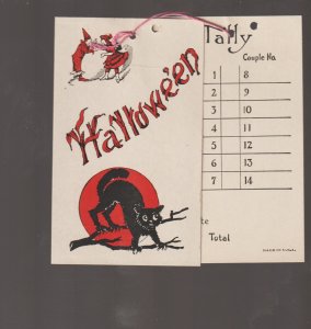 Vintage HALLOWEEN c1920s BRIDGE TALLY Score Card BLACK CAT Guests Ex Carpentier