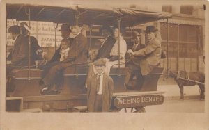 Denver Colorado Tourists in Sight Seeing Bus Real Photo Postcard AA109970
