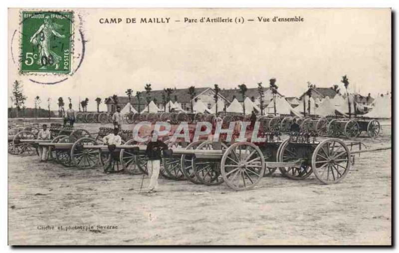 Militaria Camp of Mailly Old Postcard Parc d & # 39artillerie View d & # 39en...