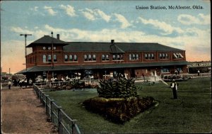 McAlester OK Union RR Train Station 1917 Used Postcard