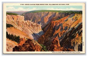 Grand Canyon Needle Yellowstone National Park Wyoming WY Linen Postcard Z10