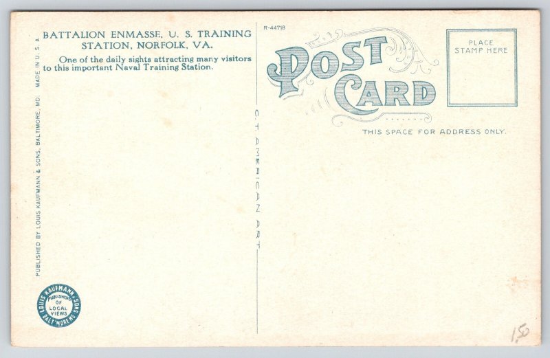 Norfolk VA~US Training Station~Battalion Enmasse Formation Scene~Flag~1920s PC