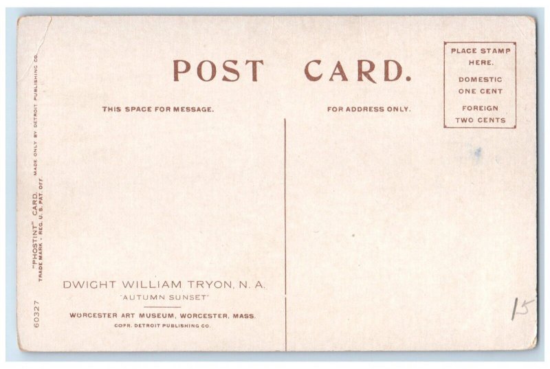 1910 Dwight William Tryon NA Worcester Art Museum Autumn Massachusetts Postcard